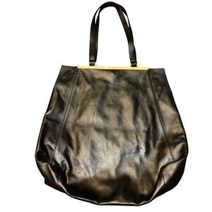 A. BELLUCCI | Black Leather Handbag Tote | Silver Hardware | Made‎ in Italy